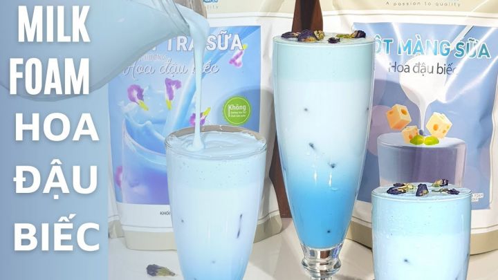 Benuscream - Cream cheese - Cách làm Milk foam Hoa đậu biếc